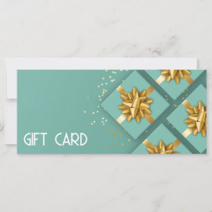 Gold Bow Festive Modern Mint boîte cadeau Carte ca
