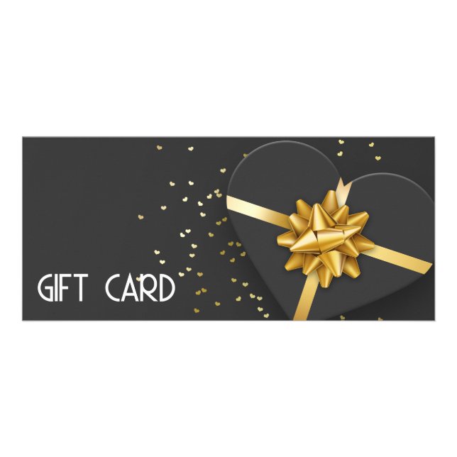 Gold Bow Lovely Black Heart boîte cadeau Carte cad (Devant)