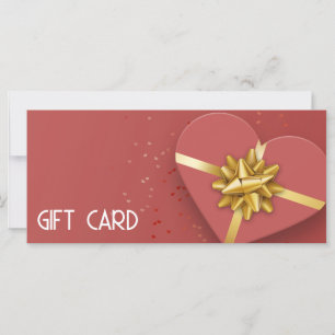 Gold Bow Lovely Red Heart boîte cadeau Carte cadea