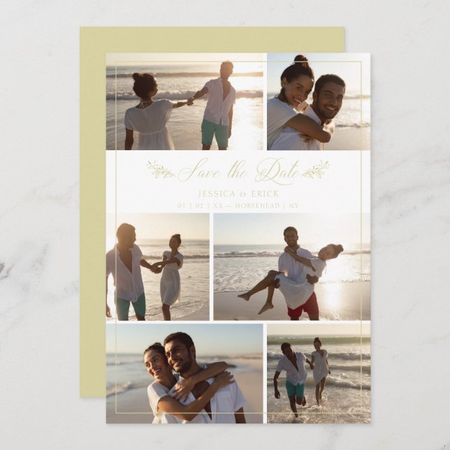 Gold Branches Chic Collage 6 Photos Mariage (Devant / Derrière)