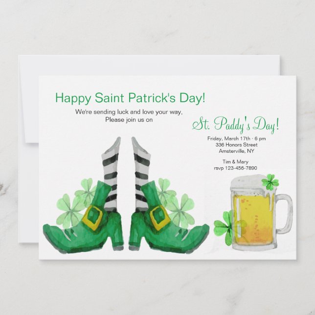 Gold Buckle Leprechaun Chaussures Invitation (Devant)