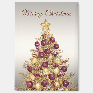 Gold Burgundy Arbre de Noël Magnet