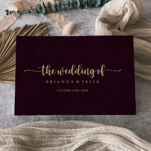 Gold Burgundy Calligraphy Mariage Livre d'or