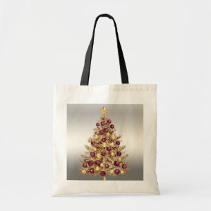 Gold Burgundy Christmas Tree Sac fourre-tout de va
