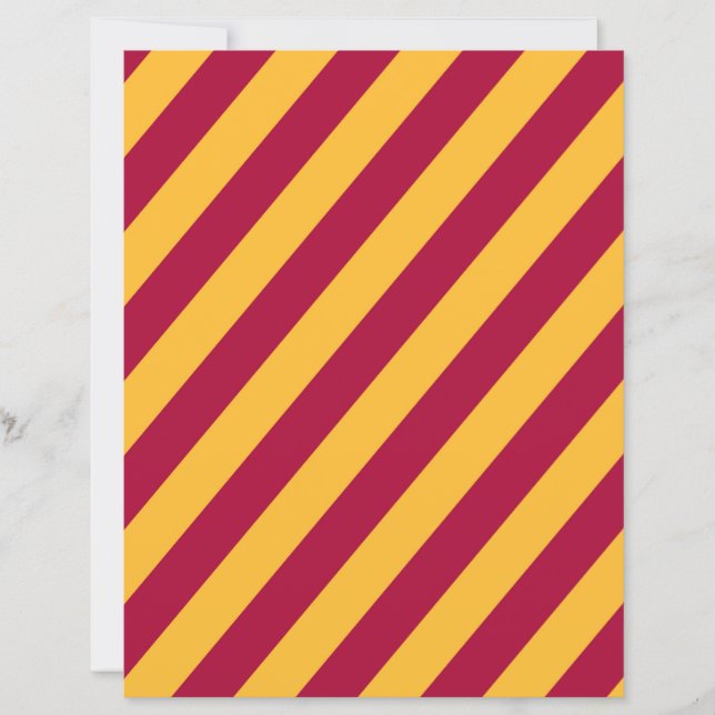 Gold & Burgundy Diagonal Stripes Scrapbook Paper (Devant)