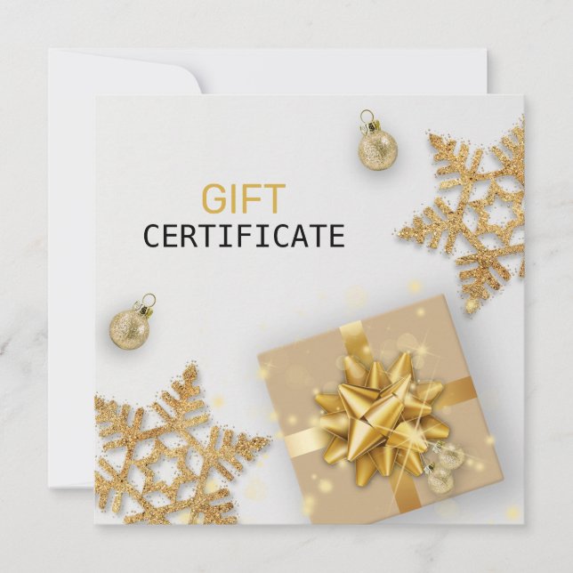 Gold Cadeau Gold Snowflakes Christmas Ball Carte c (Devant)