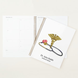 Gold Caduceus & Medical Stethoscope with Heart