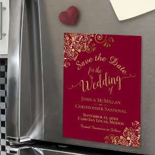 Gold Calligraphie Bourgogne Rouge Enregistrer l'ai