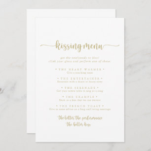 Gold Calligraphie Mariage Kissing Menu Carte de je