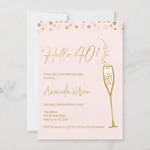 Gold Calligraphy Verre 40e anniversaire Invitation