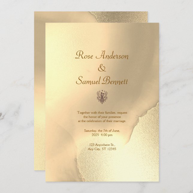 Gold Chic Wedding Invitation (Devant / Derrière)