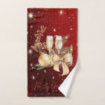 Gold Christmas Ball,Wine Glass,Reindeer<br><div class="desc">Gold Christmas ball,  reindeer,  wine glass,  and bow on a red background.</div>