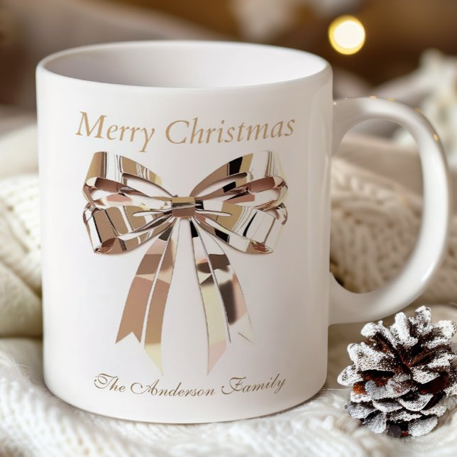 Gold Christmas Bow Mug | Custom Name (Créateur téléchargé)