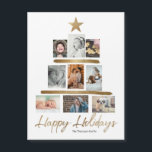 Gold Christmas Tree Photo Collage Joyeux jours fér<br><div class="desc">Trouvez-vous que vous avez beaucoup de photos que vous souhaitez partager ? Noël est un grand moment pour rester connecté. Partagez jusqu'à 9 de vos belles photos de famille avec ce collage d'arbre de Noël. Doté d'un effet d'impression d'or faux pour le libellé étoile, guirlande et "Joyeux Fêtes". Personnalisez cette...</div>