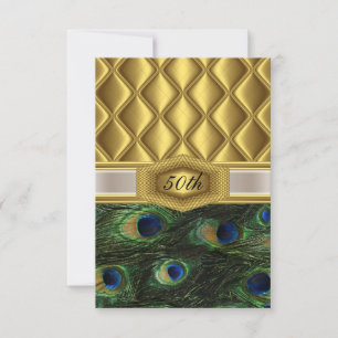 Gold classique Peacock Invitation d'anniversaire