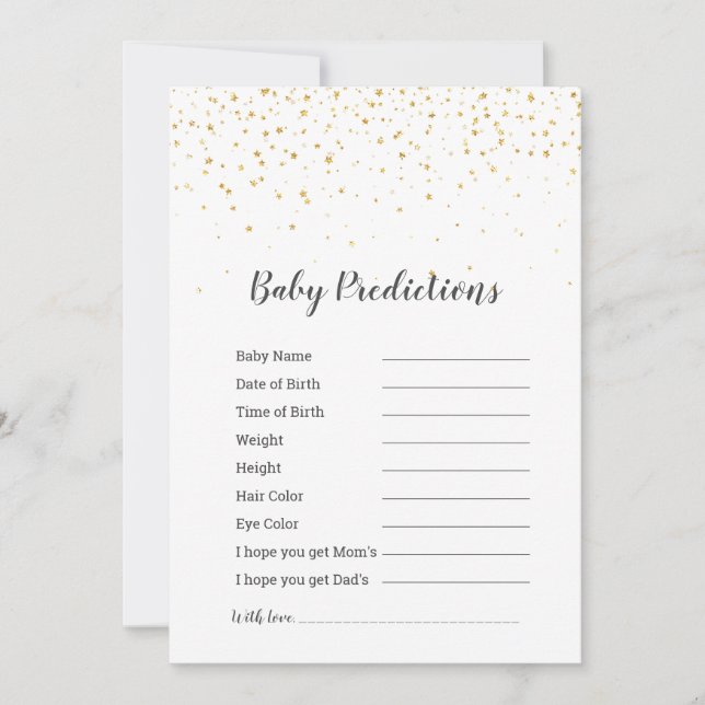 Gold Confetti Baby shower "Baby Predictions" Jeu (Devant)