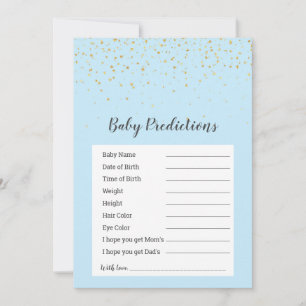 Gold Confetti Blue Douche "Baby Predictions" Jeu