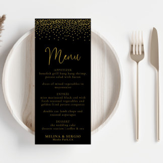 Gold Confetti Boho Black Mariage Menu