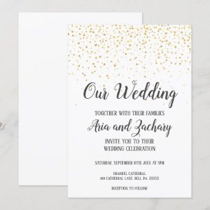 Gold Confetti Calligraphie Notre Faire-part de mar