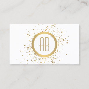 Gold Confetti Circle Monogramme Carte de visite bl