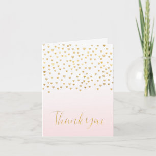 Gold Confetti Coeurs Blush Pink Ombre Merci