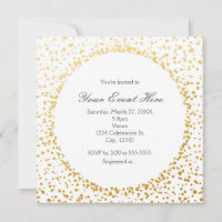 Gold Confetti Élégant Glamor Dot White Invitation