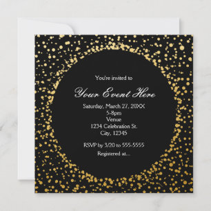 Gold Confetti Elegant Glamor Dots Invitations