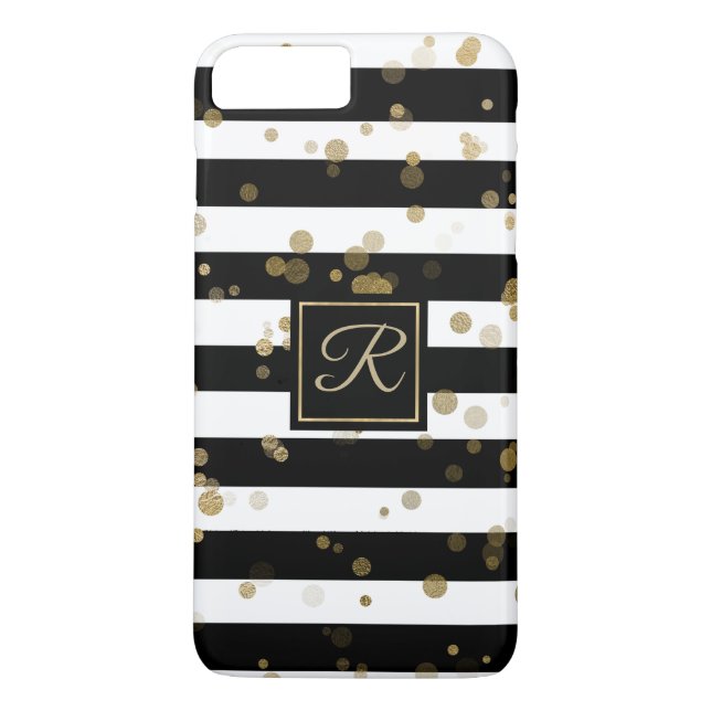 Gold Confetti et Stripes iPhone 8 Plus Coque (Dos)