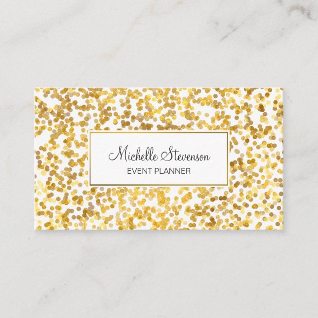 Gold Confetti Event Planner Cartes de visite (Devant)