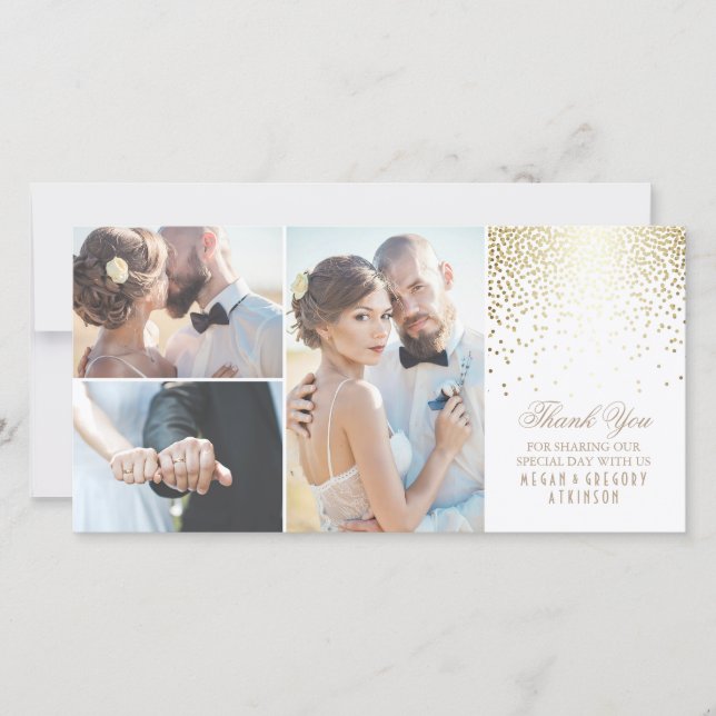 Gold Confetti Glamor Merci Mariage blanc (Devant)