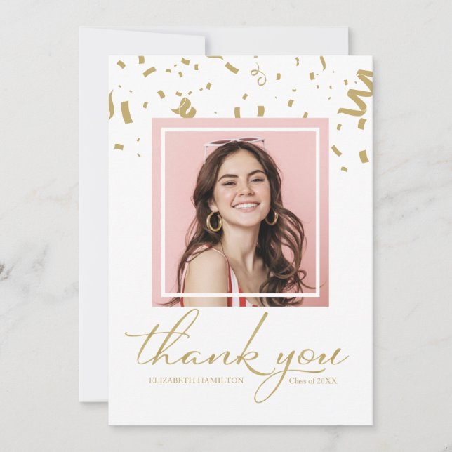 Gold Confetti Graduation Merci photo (Devant)