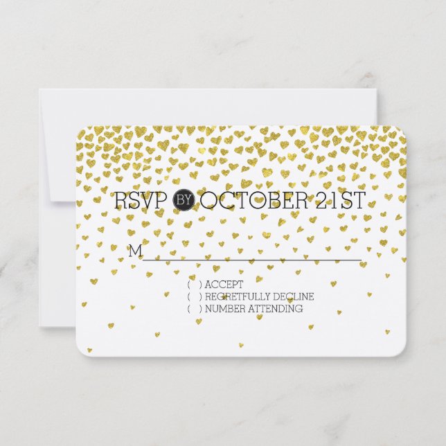 Gold Confetti Hearts RSVP (Devant)