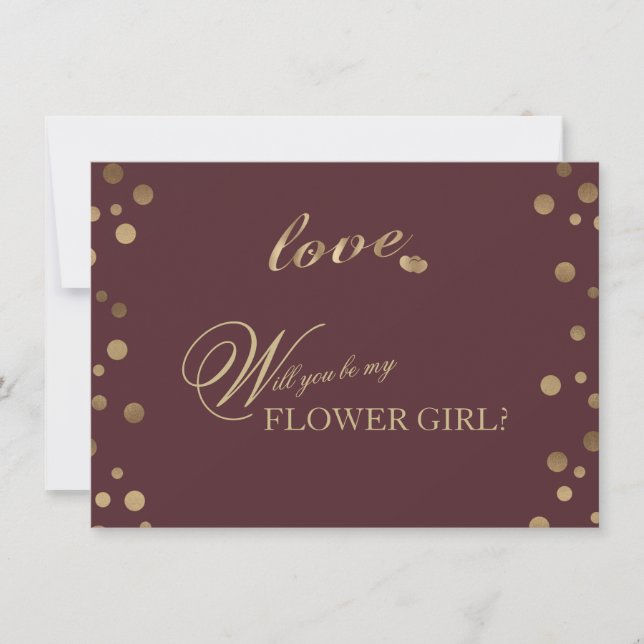 Gold Confetti Love Bourgogne Fleur Mariage fille (Devant)