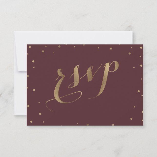 Gold Confetti Love Mariage Bourgogne RSVP (Devant)