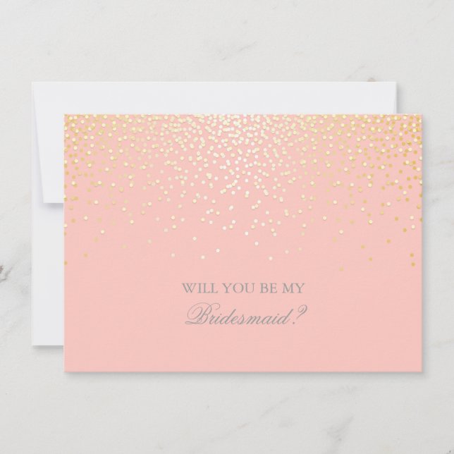 Gold Confetti Mariage rose Bridesmaid Invitation (Devant)