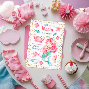 Gold confetti Mermaid Sea Invitation d'anniversair