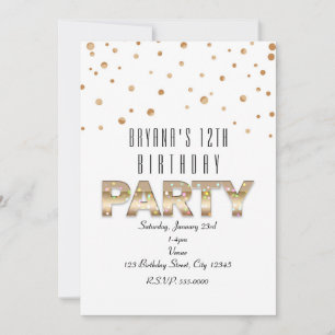 Gold & Confetti Moderne Anniversaire Invitations