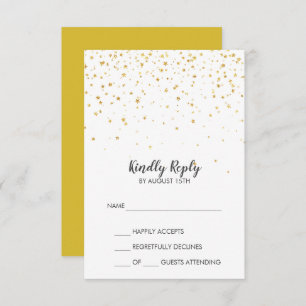 Gold Confetti Simple Mariage carte RSVP