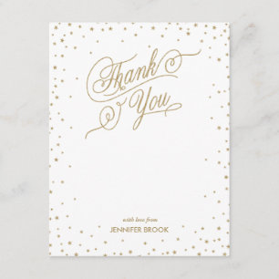 Gold Confetti Stars Carte de remerciements