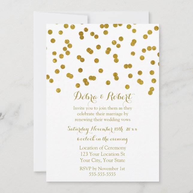 Gold Confetti Vow Renewal Invitation (Dos)