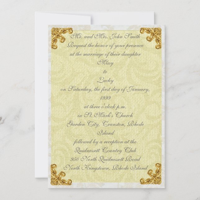 Gold Corner Flourish Invitation (Devant)