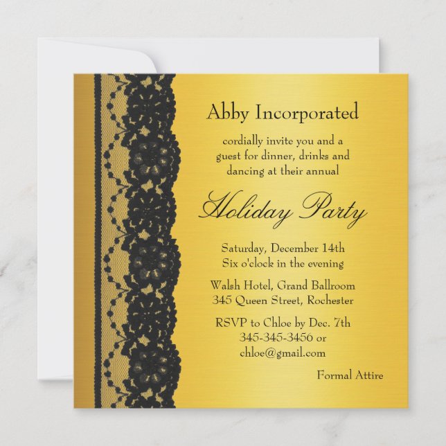 Gold Corporate Holiday Party Invitation (Devant)