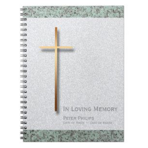 Gold Cross Stone 1 Funeral Memorial Livre d'invité