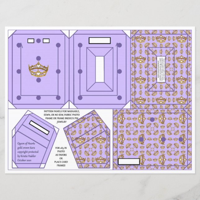 Gold Crowns Lavender Frame Pin Orament 2x3" photo (Devant)