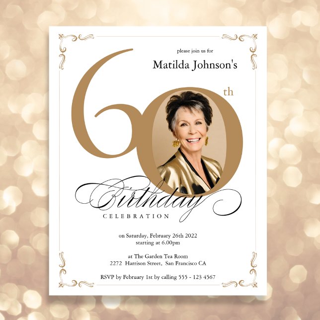 Gold Custom Photo Budget 60e anniversaire Invitati (Mockup View)