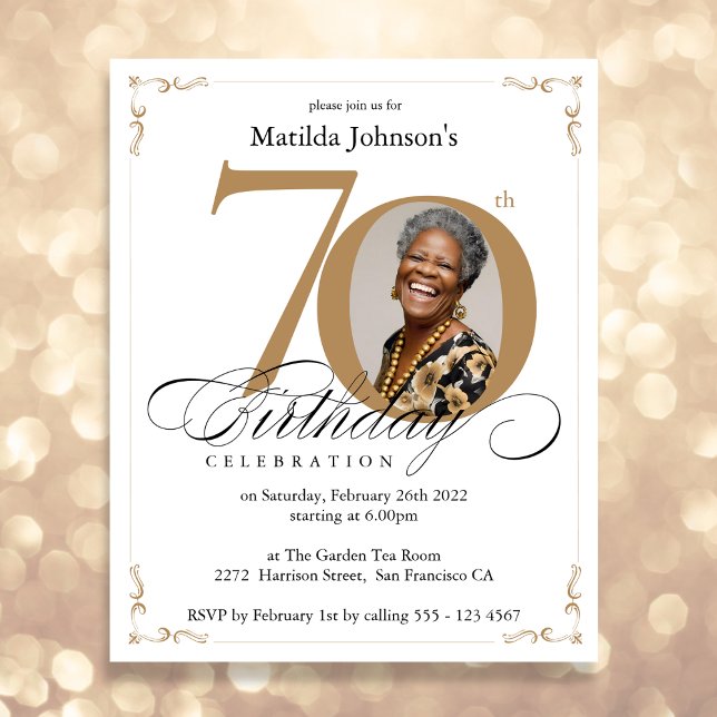 Gold Custom Photo Budget 70e fête d'anniversaire (Mockup View)
