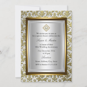 Gold Damask 50e anniversaire Mariage Invitation
