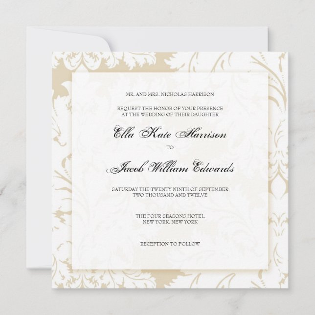Gold Damask Collection| Faire-part de mariage (Devant)