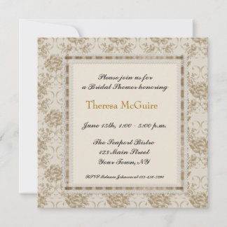 Gold Damask, Lace Frame Invitation