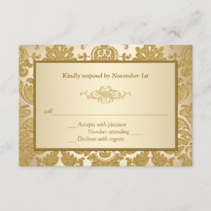 Gold Damask, Scroll 50th Anniversary Réponse Card